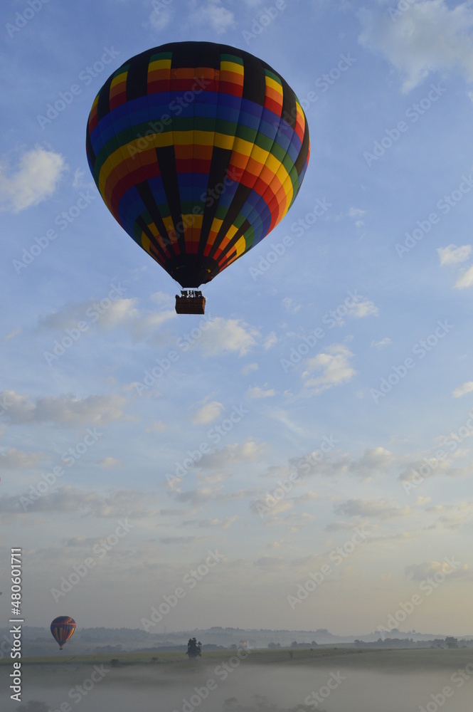 Fototapeta premium Céu com balão colorido na vertical