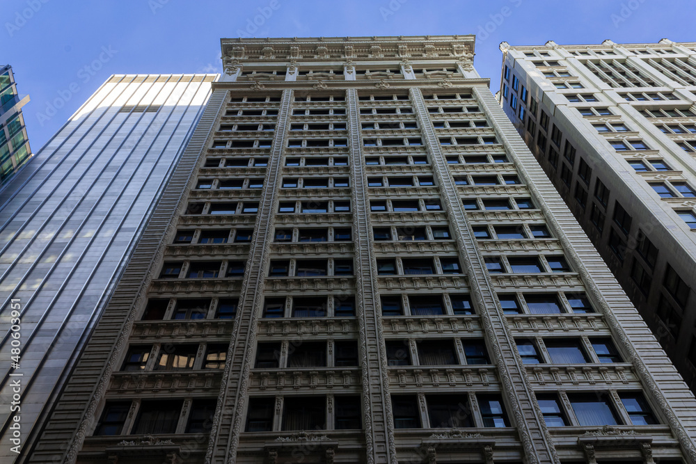 Soaring view of a 1920's skyscraper 