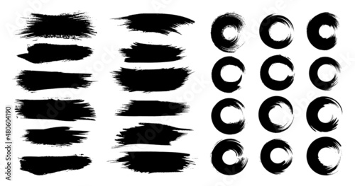 Black set paint ink brush brush strokes brushes frames box grungy brushes collection
