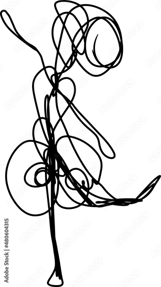 Girl's silhouette in one line Girl's silhouette in one line