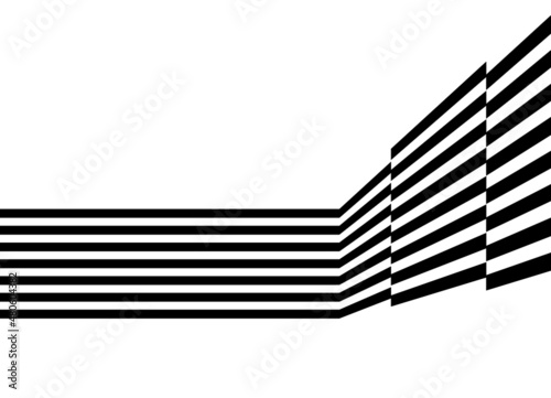 Modern striped black and white pattern of straight broken lines. Design element. Vector background with place for text