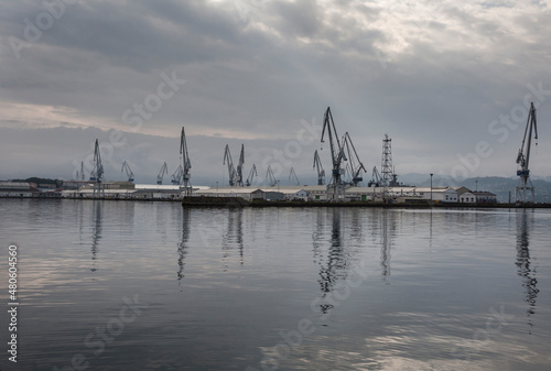View of the Navantia shipyard in Ferrol. Boat manufacturing.