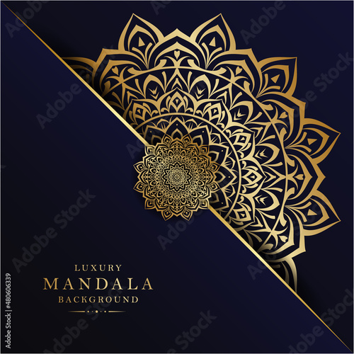 Beautiful luxury mandala background with golden color
