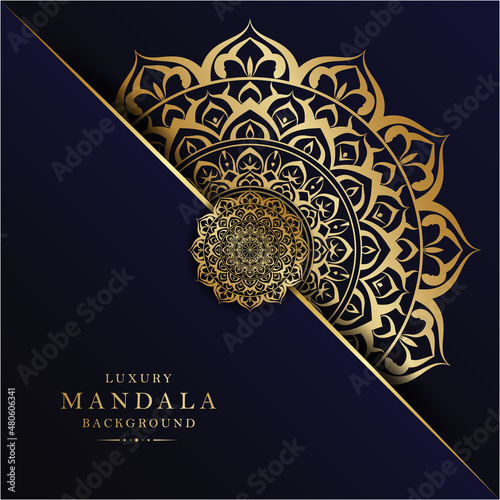 Beautiful luxury mandala background with golden color