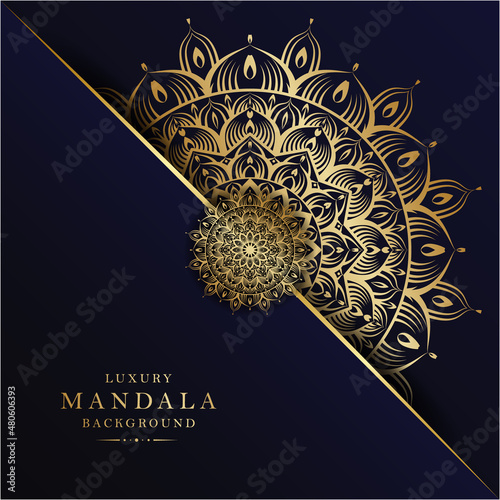 Beautiful luxury mandala background with golden color