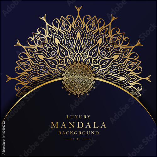 Beautiful luxury mandala background with golden color