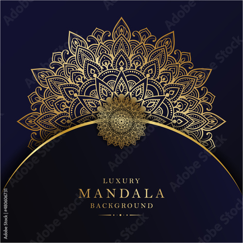 Beautiful luxury mandala background with golden color