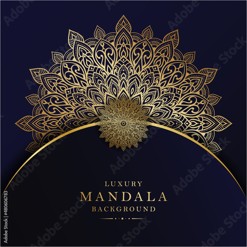 Beautiful luxury mandala background with golden color