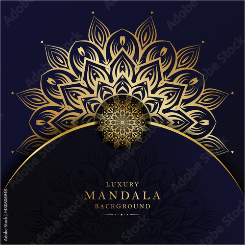 Beautiful luxury mandala background with golden color