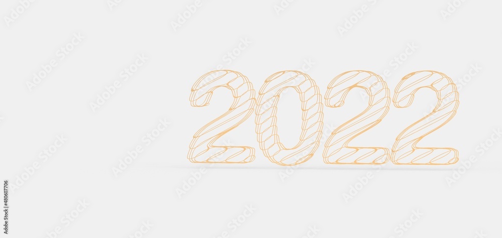 Obraz premium year 2022. 3D illustration numbers isolated white background
