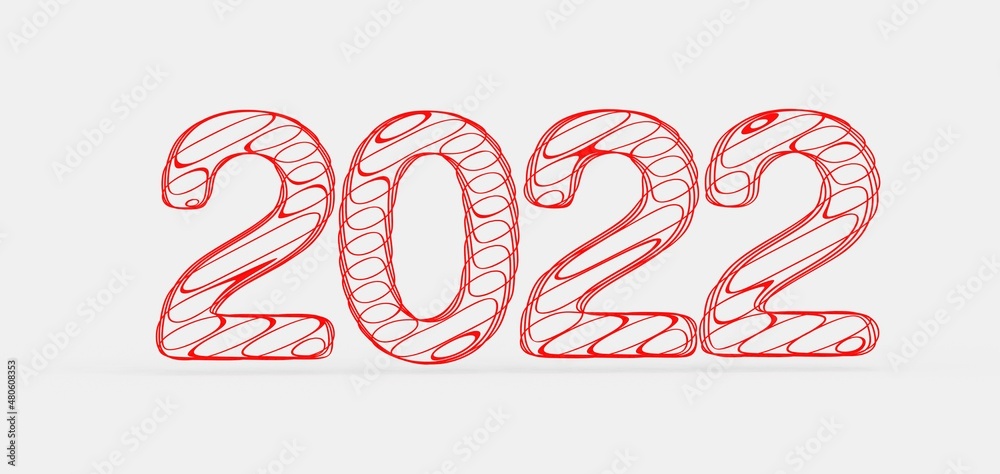 Fototapeta premium Typography design of 2022 with 3d style