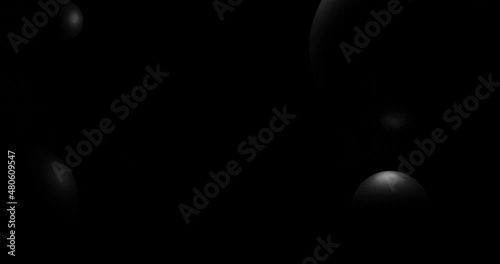 3d render with a composition of smooth balls with reflections in low key