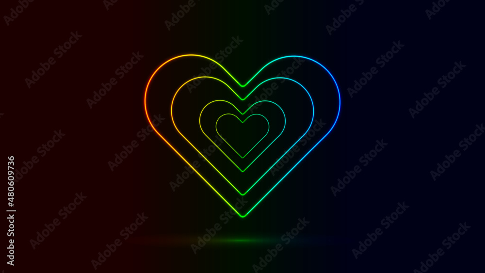 Rainbow neon Love heart Rainbow neon Love heart