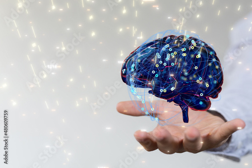3d rendering of human brain...