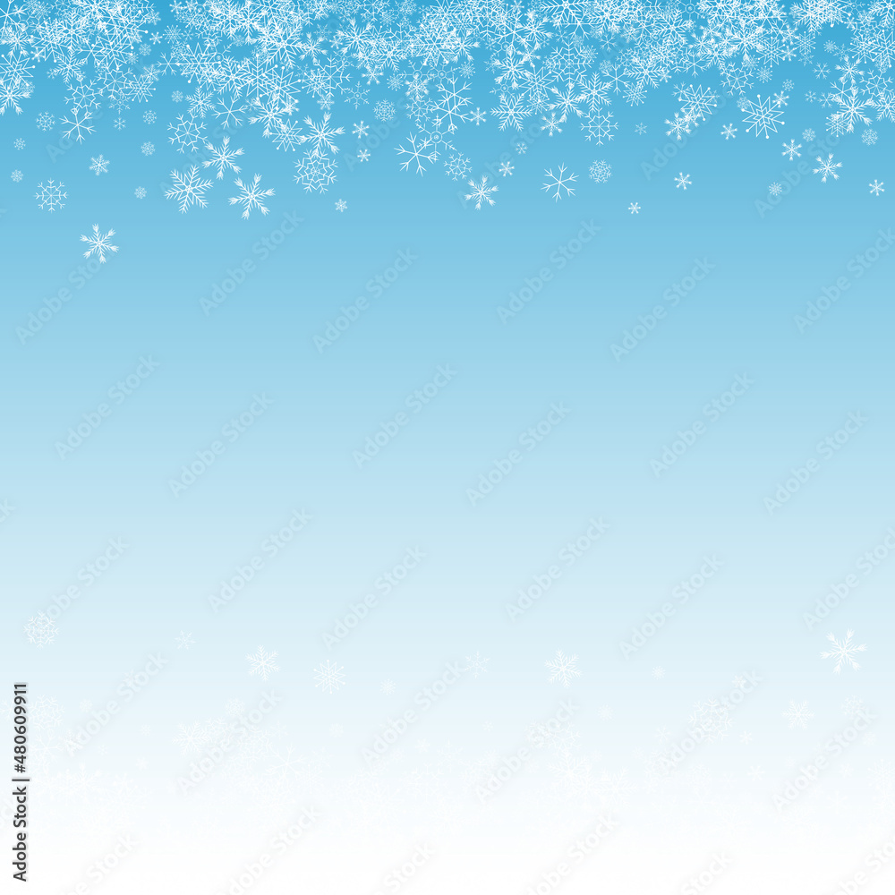 White Snowfall Vector Blue Background. Fantasy White Snowfall Vector Blue Background. Fantasy