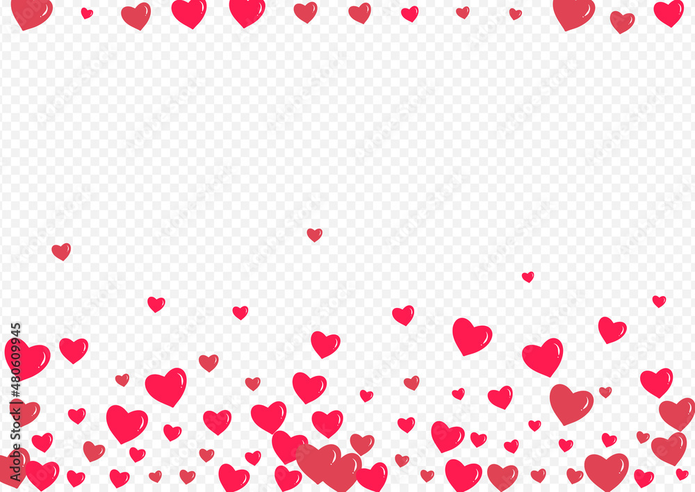 Red Hearts Vector Transparent Backgound. Falling