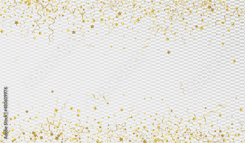 Gold Streamer Isolated Vector Transparent