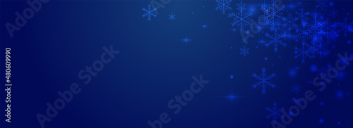 Shiny Snowstorm Vector Pnoramic Blue Background.