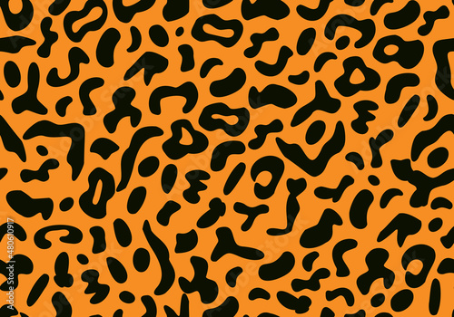 Skin orange. Seamless texture of animal skin. Leopard. the vector illustration in a flat style is seamless.