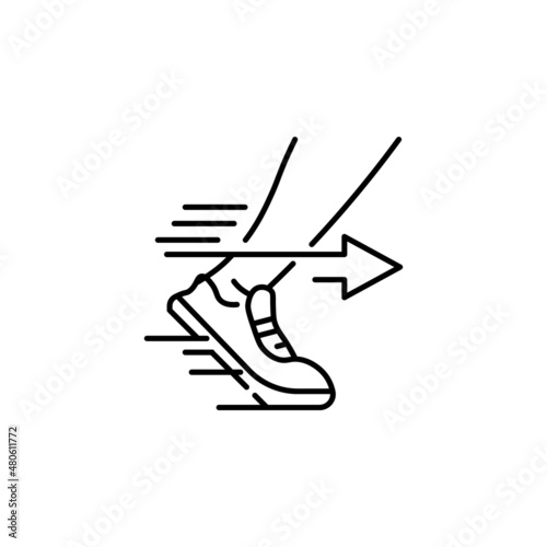 Running shoes icon in line style. For your design  logo. Vector illustration. Editable Stroke. Simple element time and timer speed vector icon