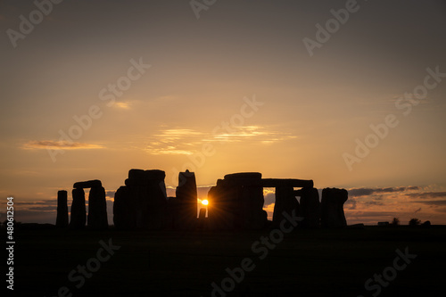 Stonehenge, sunrise through the prehistoric landmark