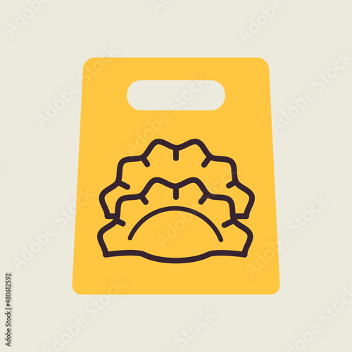 Fast food delivery take away paper bag icon.