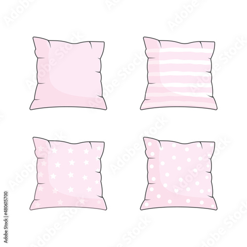 Obraz na płótnie Vector cartoon decorative pillows. Hand drawn set. Doodle illustration w salonie