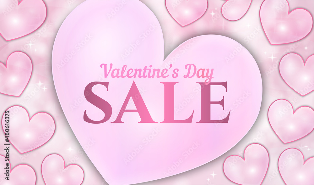 Pink Valentine's Day Sale Background Illustration with Light Pink Hearts
