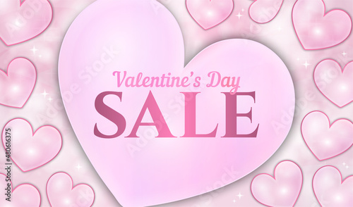 Pink Valentine's Day Sale Background Illustration with Light Pink Hearts