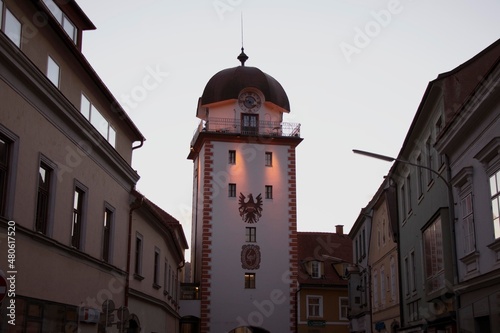 Mushroom tower in Leoben, this medieval tower is about 30 meters high. Previously, it was part of the city fortifications. At its top there is an observation deck and a restaurant. 
