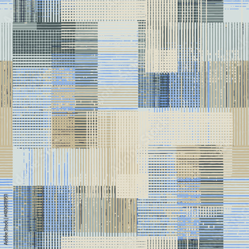 Irregular horizontal vertical lines stripes, strips, artistic seamless pattern Hand drawn whimsical textured organic vector Doodle folk abstract geometric print in pastel colors for home decoration