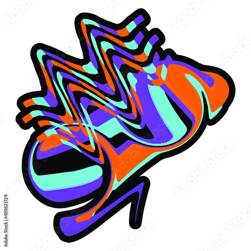 Wallpaper Mural Metaverse glitch psychedelic element.Painting ink brush  shape, liquid doodle  brush strokes, wall texture inspiration. Torontodigital.ca