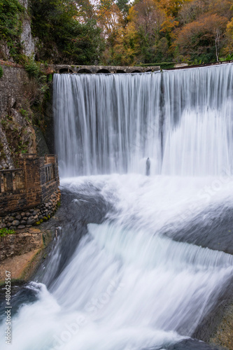 Fototapeta Naklejka Na Ścianę i Meble -  New Athos waterfall is a popular attraction of Abkhazia. Built by hand by the monks of the Orthodox Simono-Kananitsky monastery in the 19th century