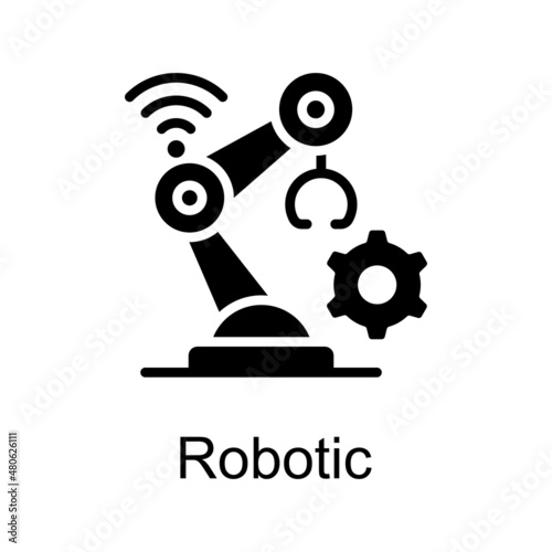 Robotic vector Solid icon for web isolated on white background EPS 10 file