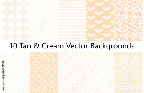 Vector set of abstract cream, tan and pink geometric backgrounds. Seamless. Modern, classic, futuristic, business backgrounds. Simple backgrounds.