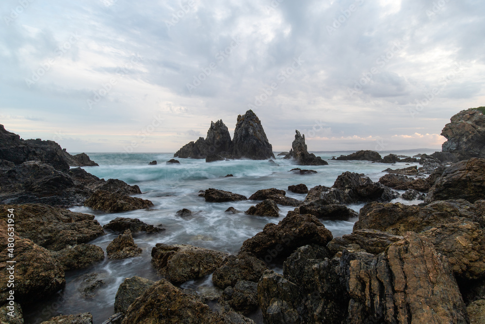 High tide view of Camel Rock at Sapphire Coast, NSW, Australia.