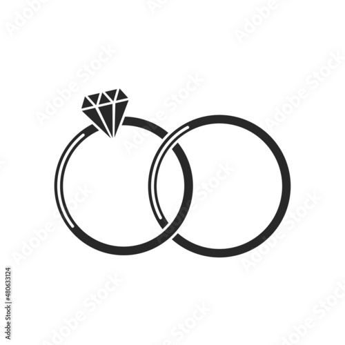 two ring icon. love, wedding and engaged symbol. vector element for valentines design