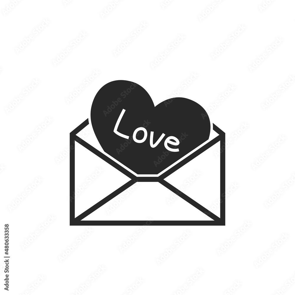 love message, heart in envelope. romantic and love symbol. vector element for valentine's day design