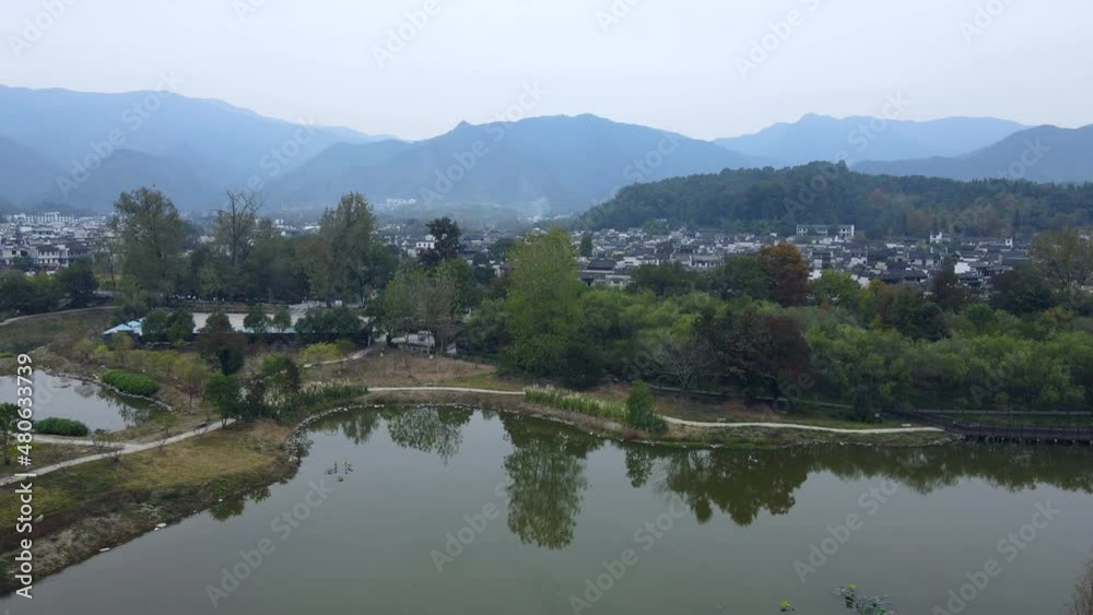 Aerial photography of rural scenery of Huangshan Mountain in Huizhou Aerial photography of rural scenery of Huangshan Mountain in Huizhou