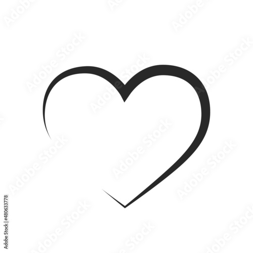 abstract line heart. love and romantic symbol. sketchy element for valentine's day greeting card