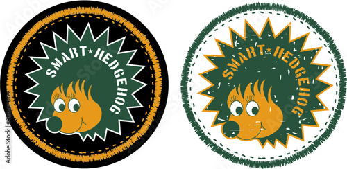 Smart hedgehog badge - vector design