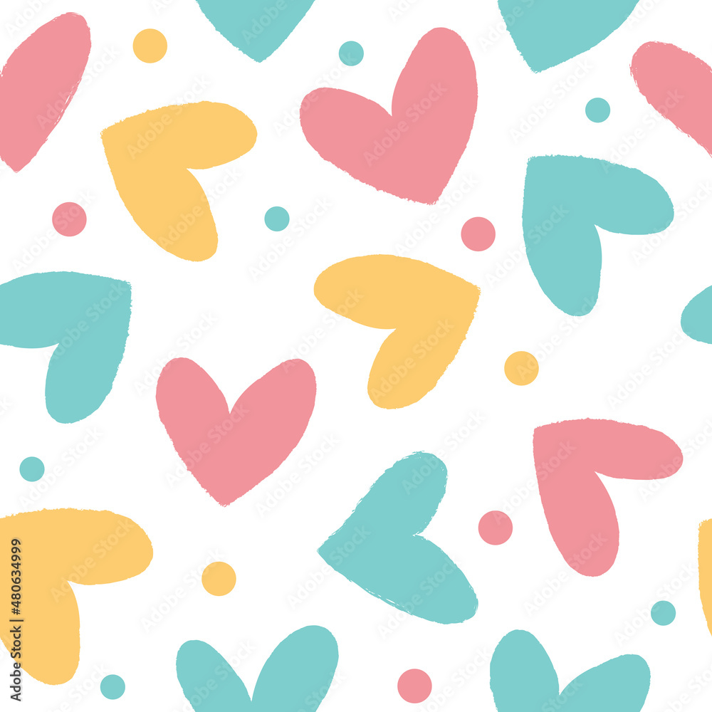 custom made wallpaper toronto digitalSeamless pattern with hearts in beautiful colors. Great for baby linens, kids, valentine's day, mother's day, romantic designs, wallpapers, fabrics and other surfaces.