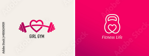 Fitness, Gym, workout and personal trainer logo. Trendy modern style symbol and icon