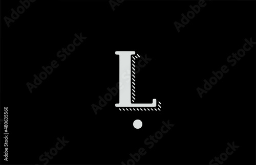 L black and white alphabet letter icon logo. Design for business or company
