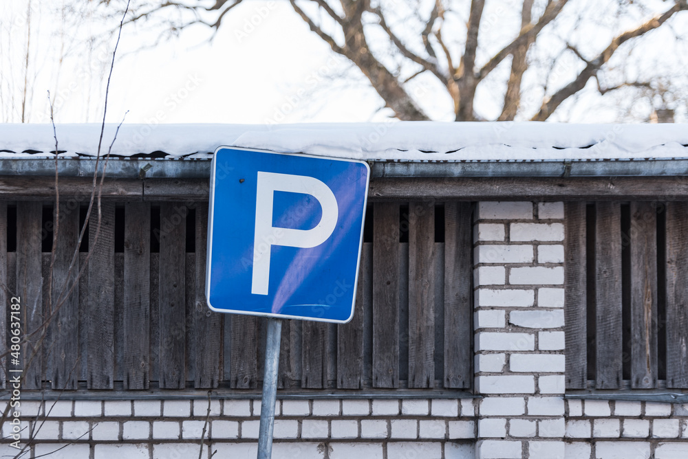 Slanted and folded parking road sign Slanted and folded parking road sign