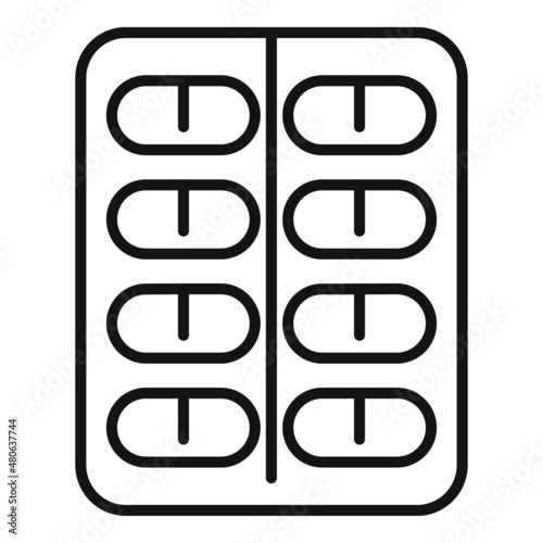 Tonsillitis pill blister icon outline vector. Tonsil mouth