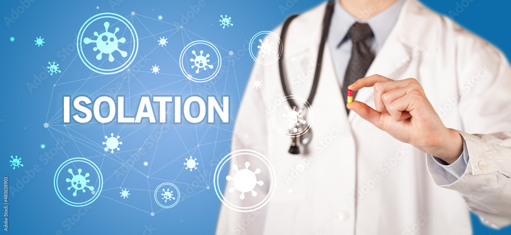 Doctor giving pill, virus concept Doctor giving pill, virus concept