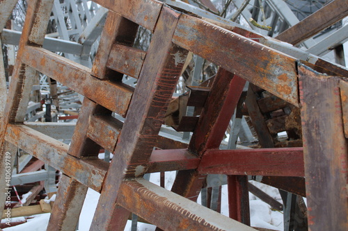 old rusty metal constructions closeup 