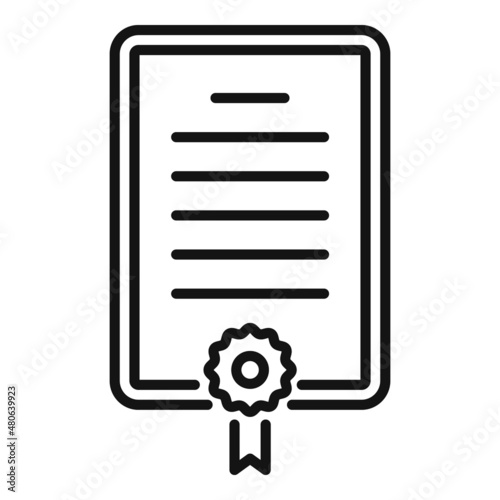 Paper diploma icon outline vector. Book final