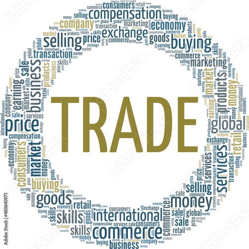 Trade conceptual vector illustration word cloud isolated on white background.